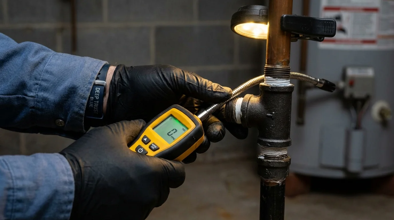 Gas leak detection with electronic sniffer by Johns Plumbing LLC in Jenkins